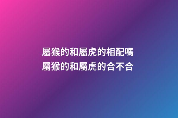 屬猴的和屬虎的相配嗎 屬猴的和屬虎的合不合-第1張-觀點-玄機派